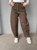 Pantalone worker con tasche in ecopelle