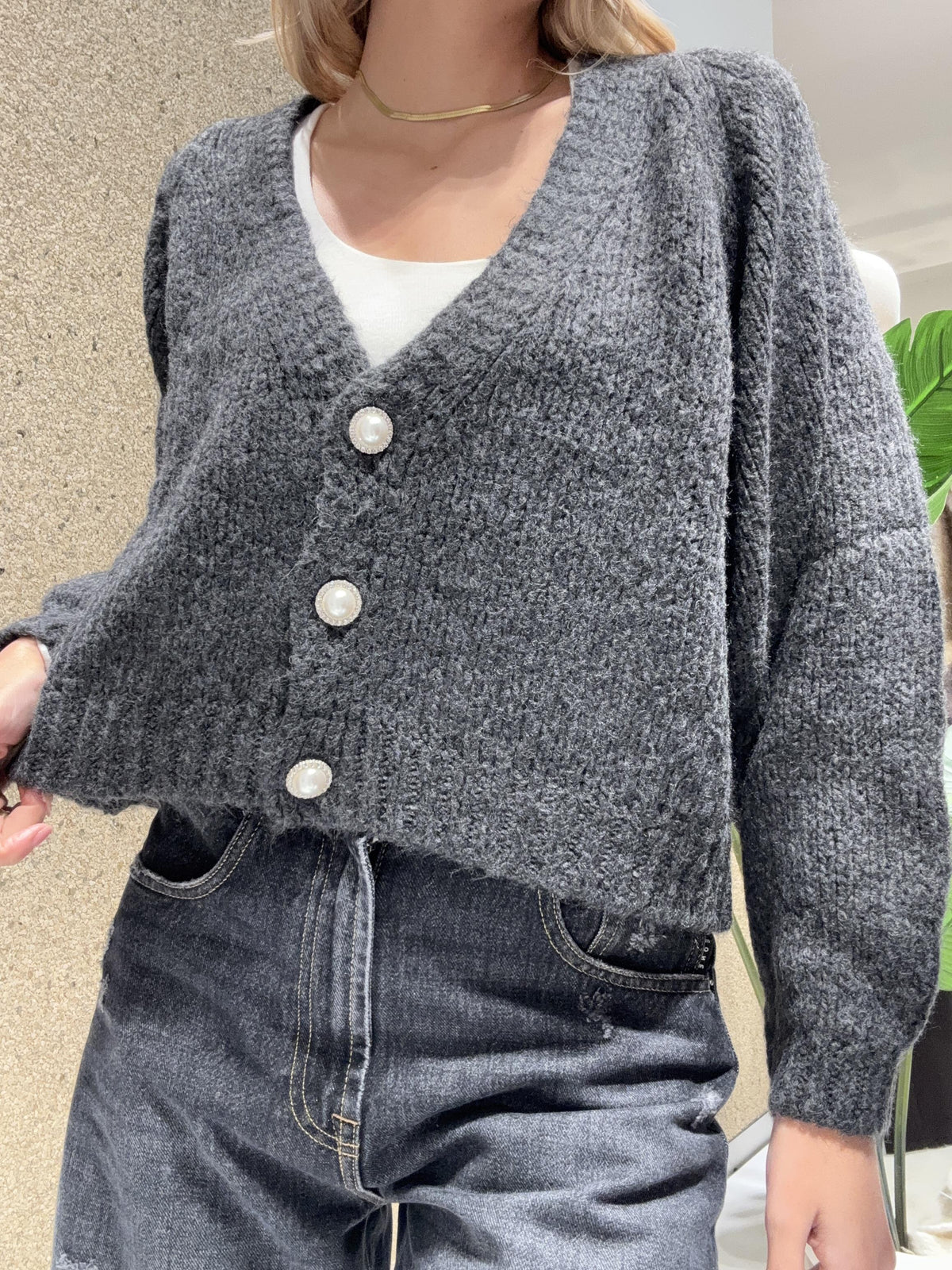 cardigan 3 bottoni gioiello