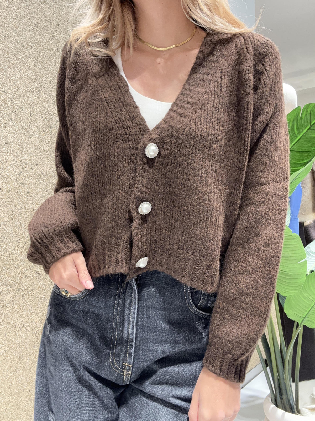 cardigan 3 bottoni gioiello