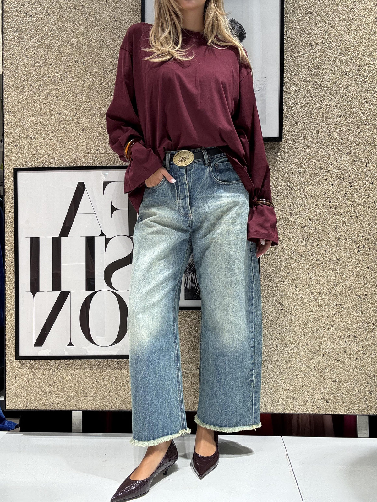 Jeans Wide Leg Cropped