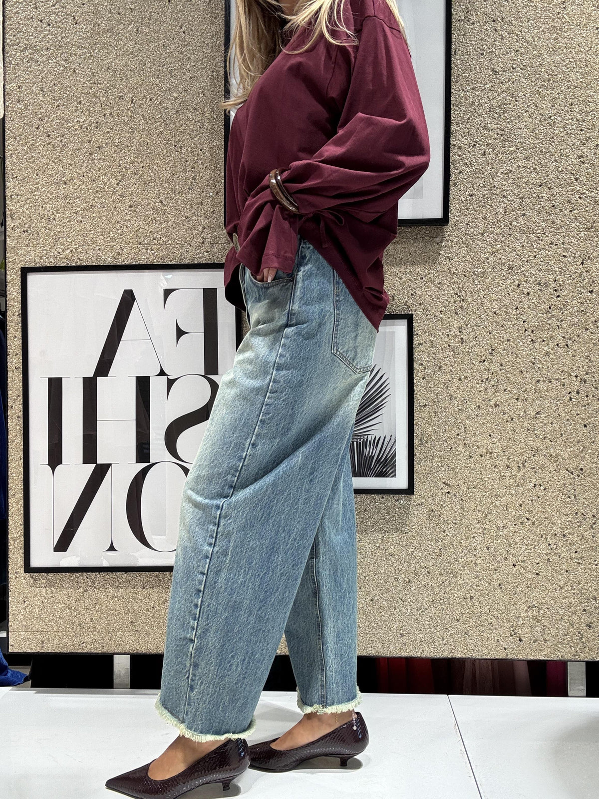 Jeans Wide Leg Cropped