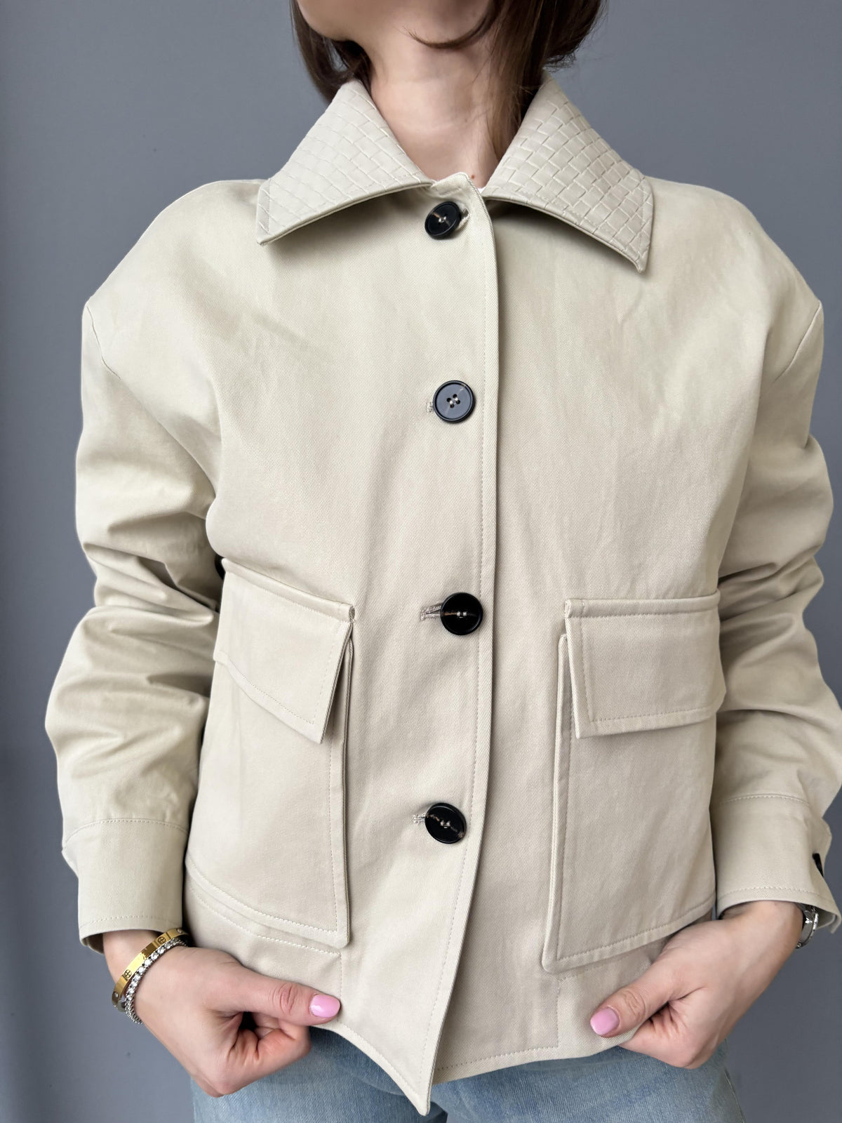 Giacca con collo ecopelle