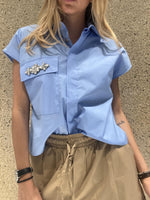 Camicia giromanica con applicazioni