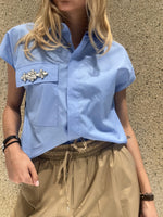 Camicia giromanica con applicazioni