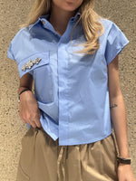 Camicia giromanica con applicazioni