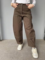 Pantalone worker con tasche in ecopelle