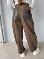 Pantalone worker con tasche in ecopelle
