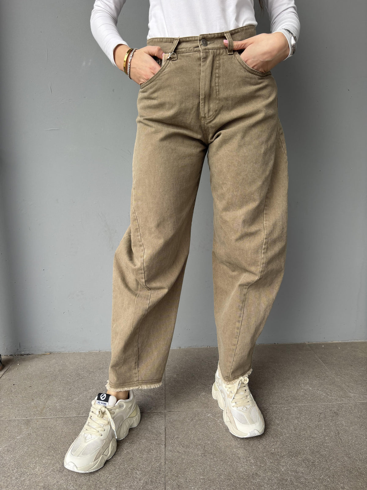Pantalone worker con tasche in ecopelle