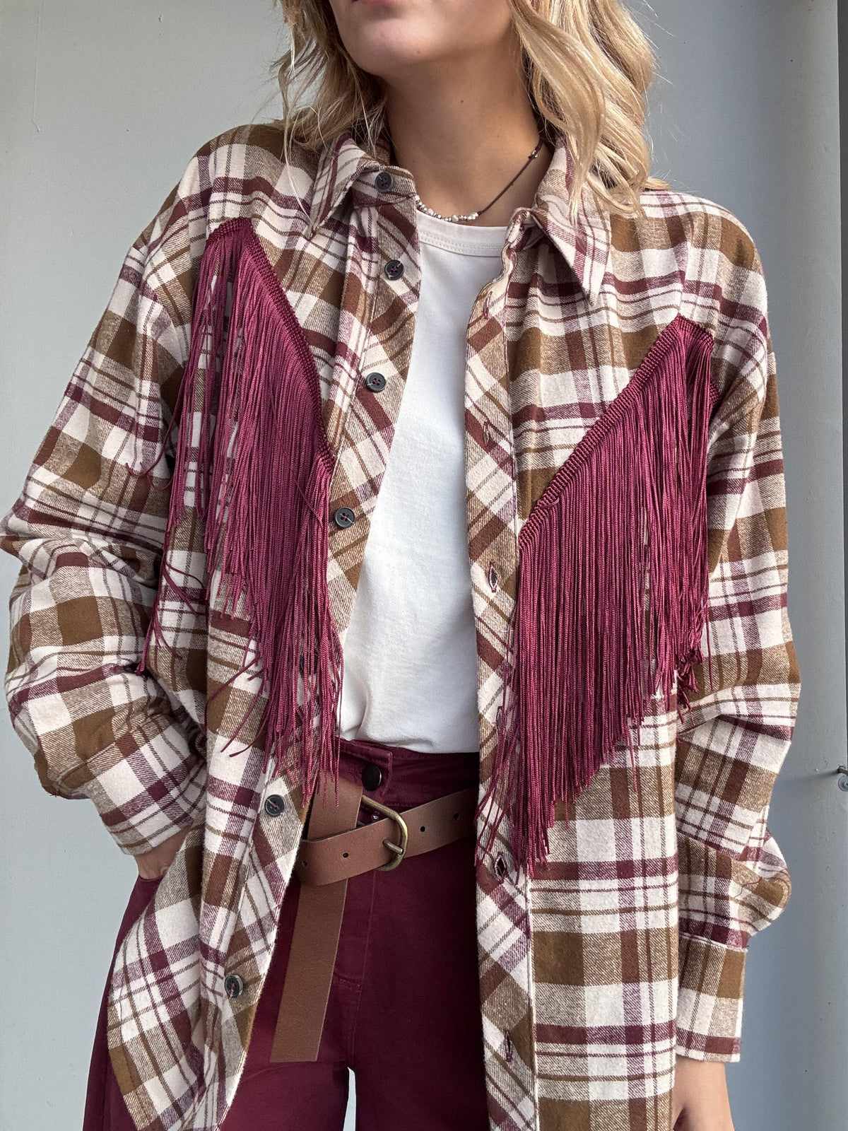 Camicia in check bordeaux