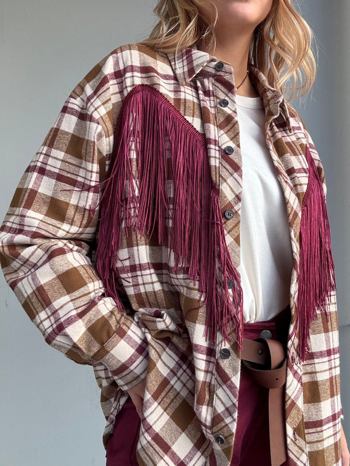 Camicia in check bordeaux