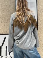 T-shirt frange manica lunga