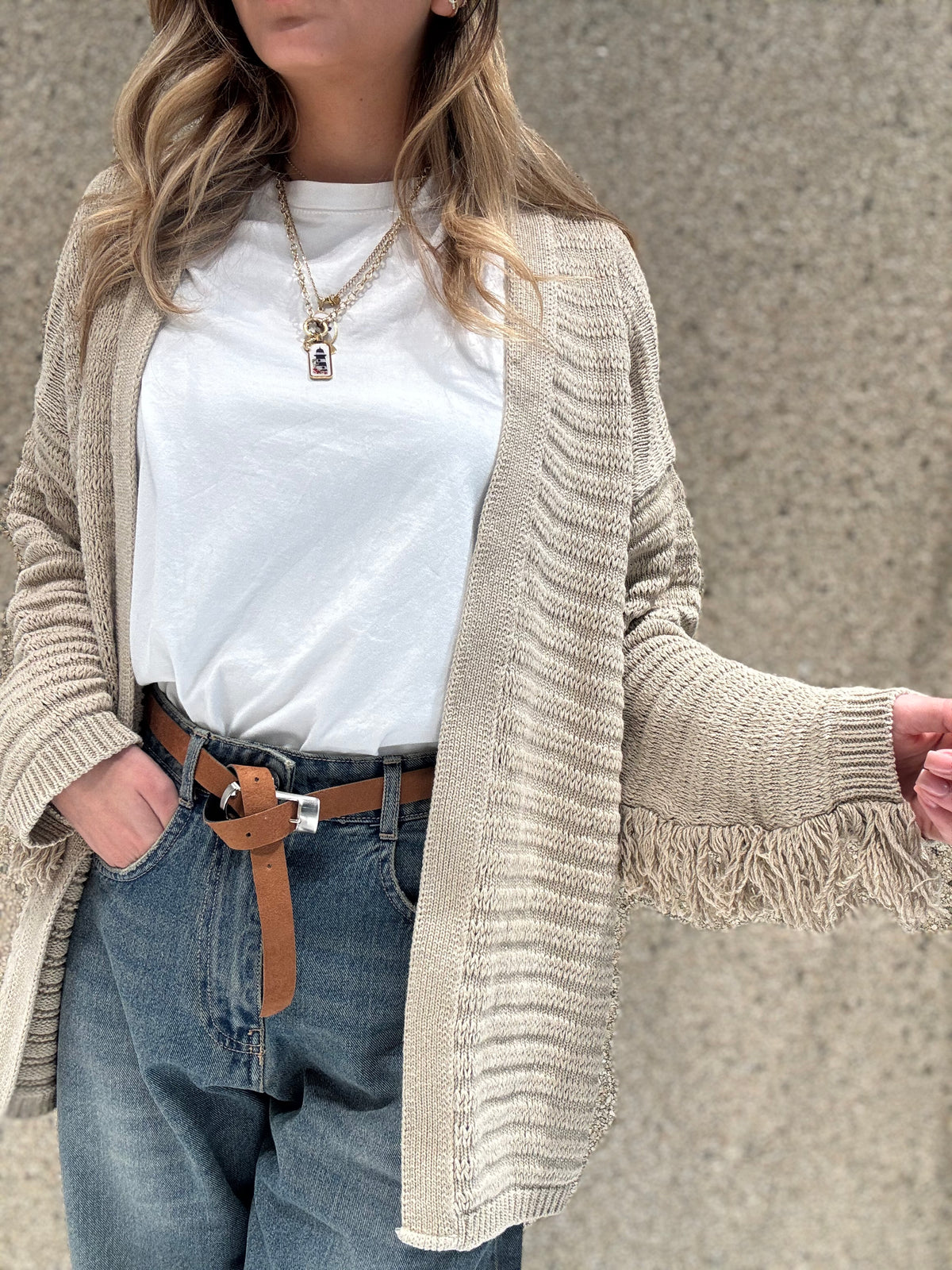 Cardigan con frange