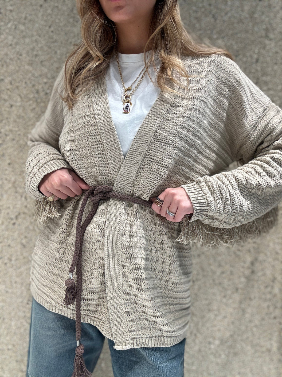 Cardigan con frange