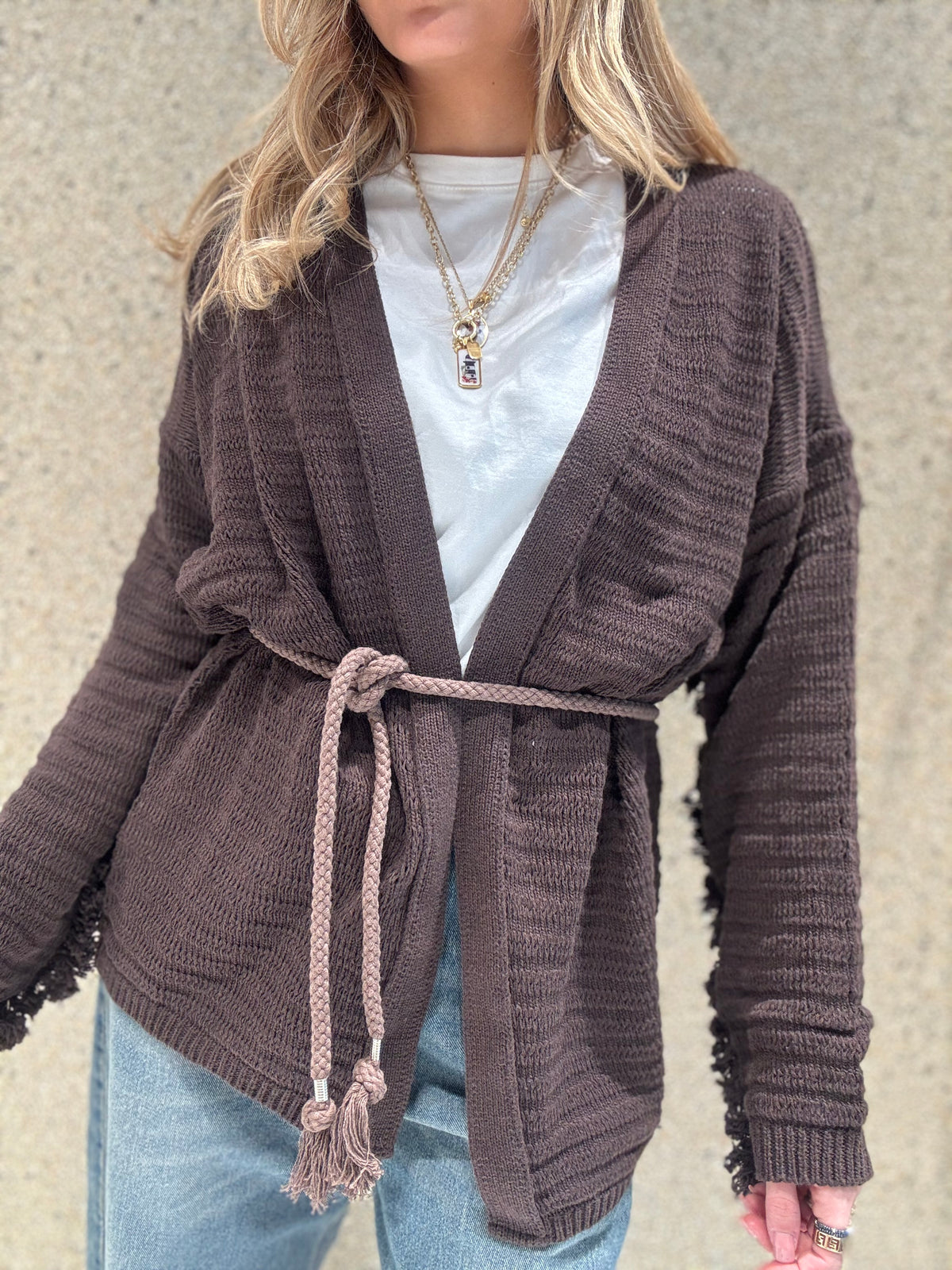Cardigan con frange