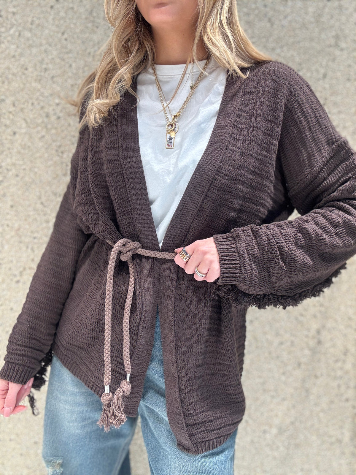 Cardigan con frange