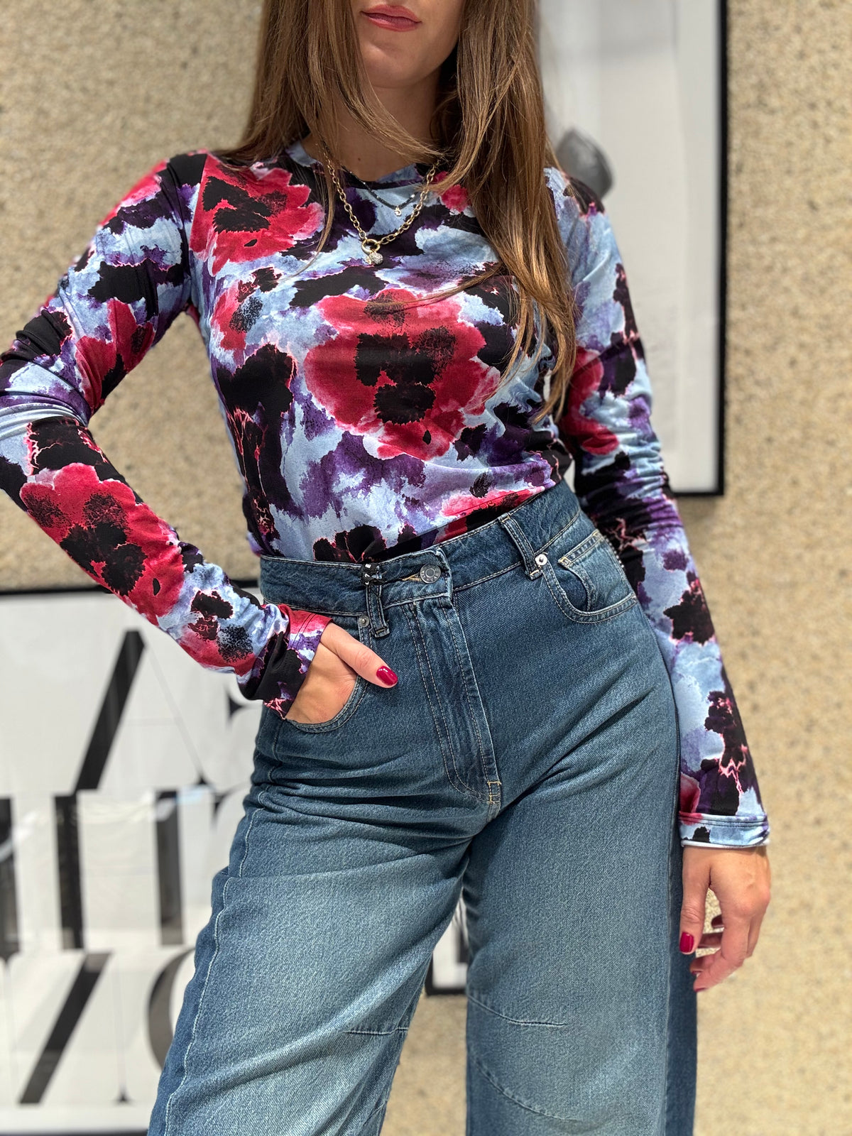 Blusa flower bordeaux