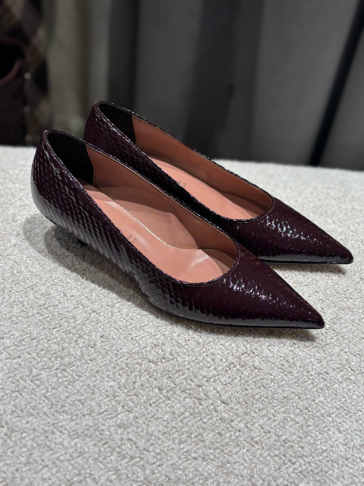 Dècolletè vernice pitone bordeaux