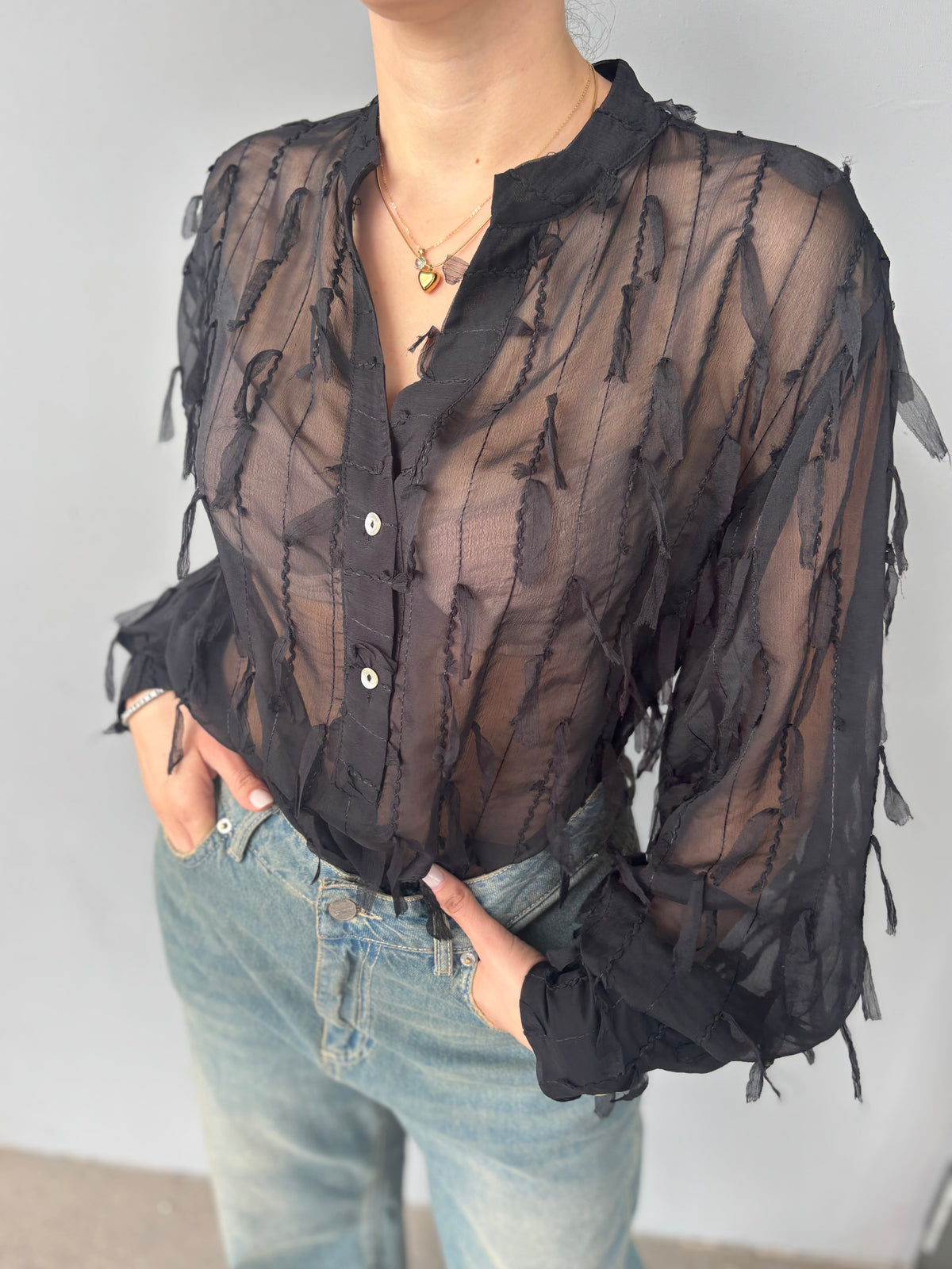 Camicia in voile trasparente