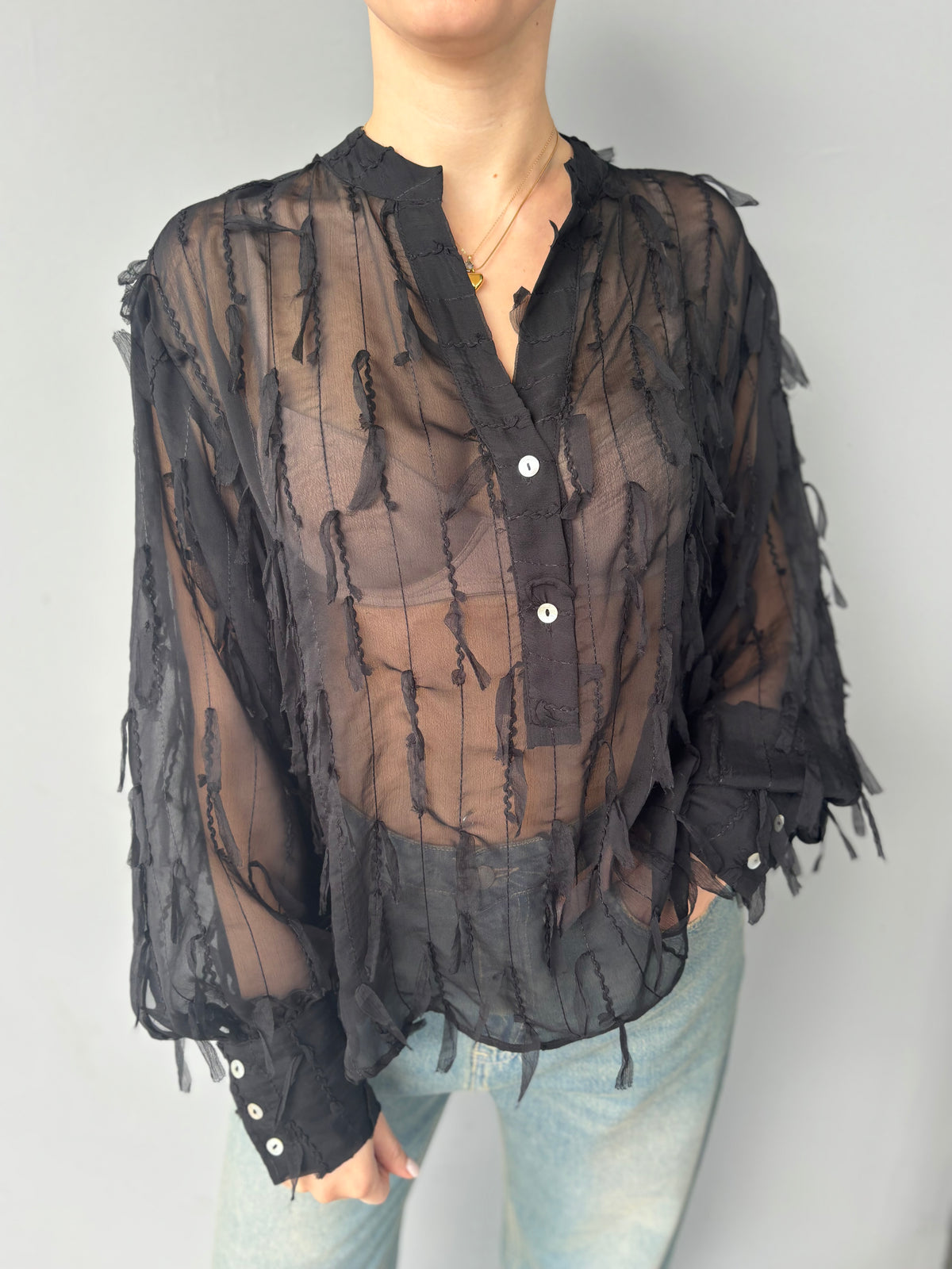 Camicia in voile trasparente