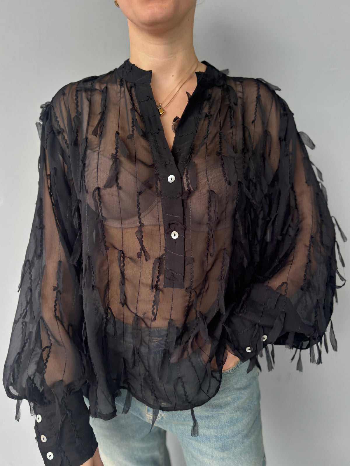 Camicia in voile trasparente