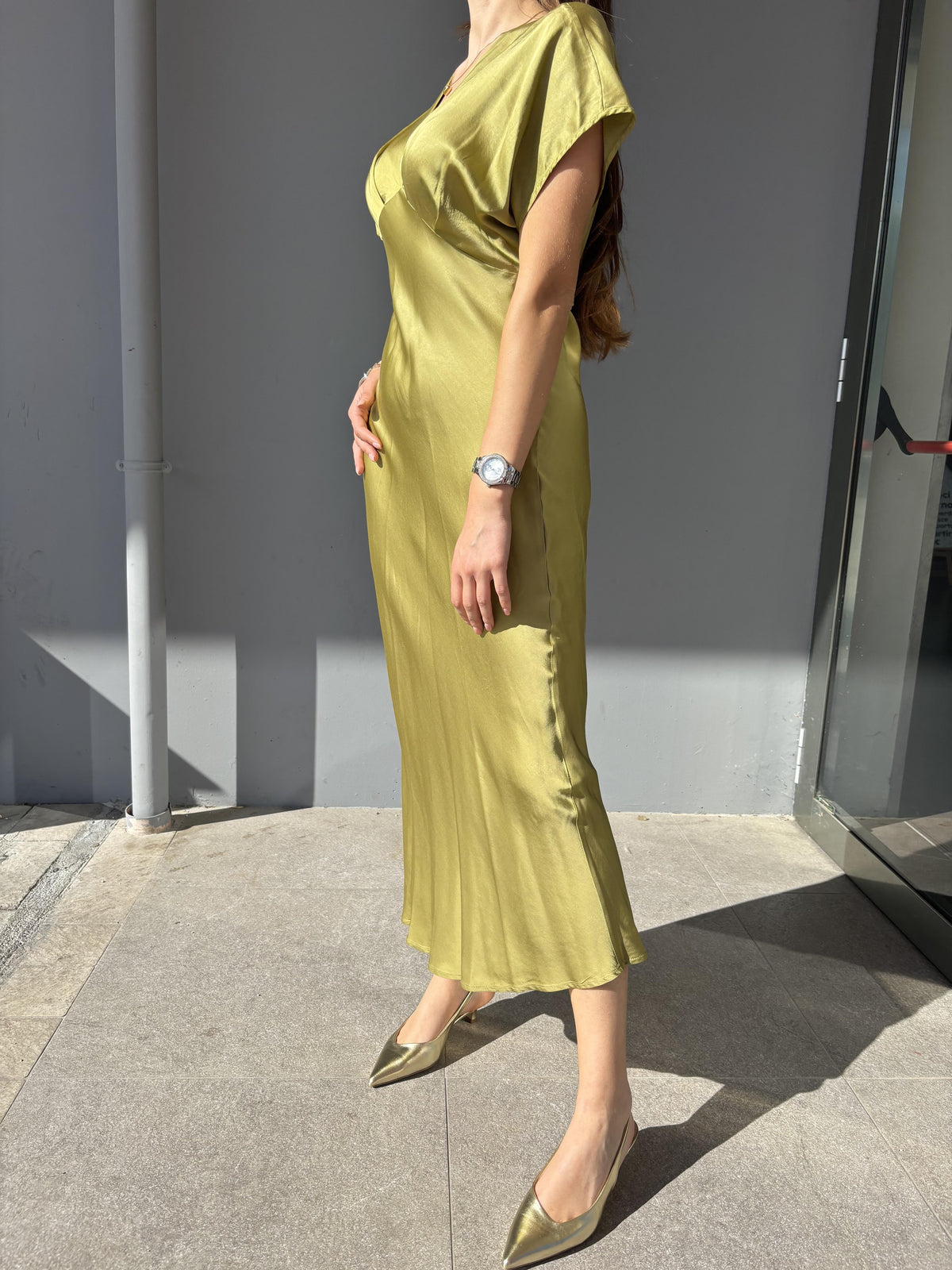 Abito manica corta in satin