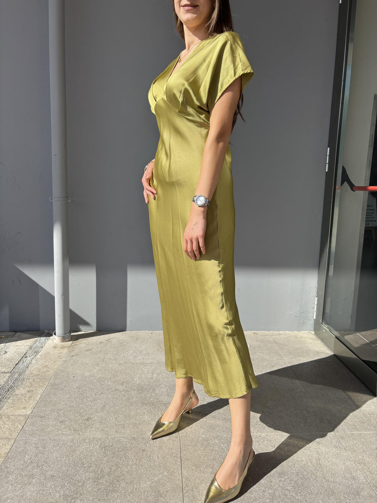 Abito manica corta in satin