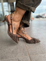 Slinback in camoscio con frange