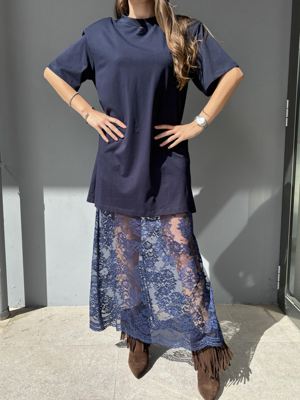 Abito con sottoveste in pizzo