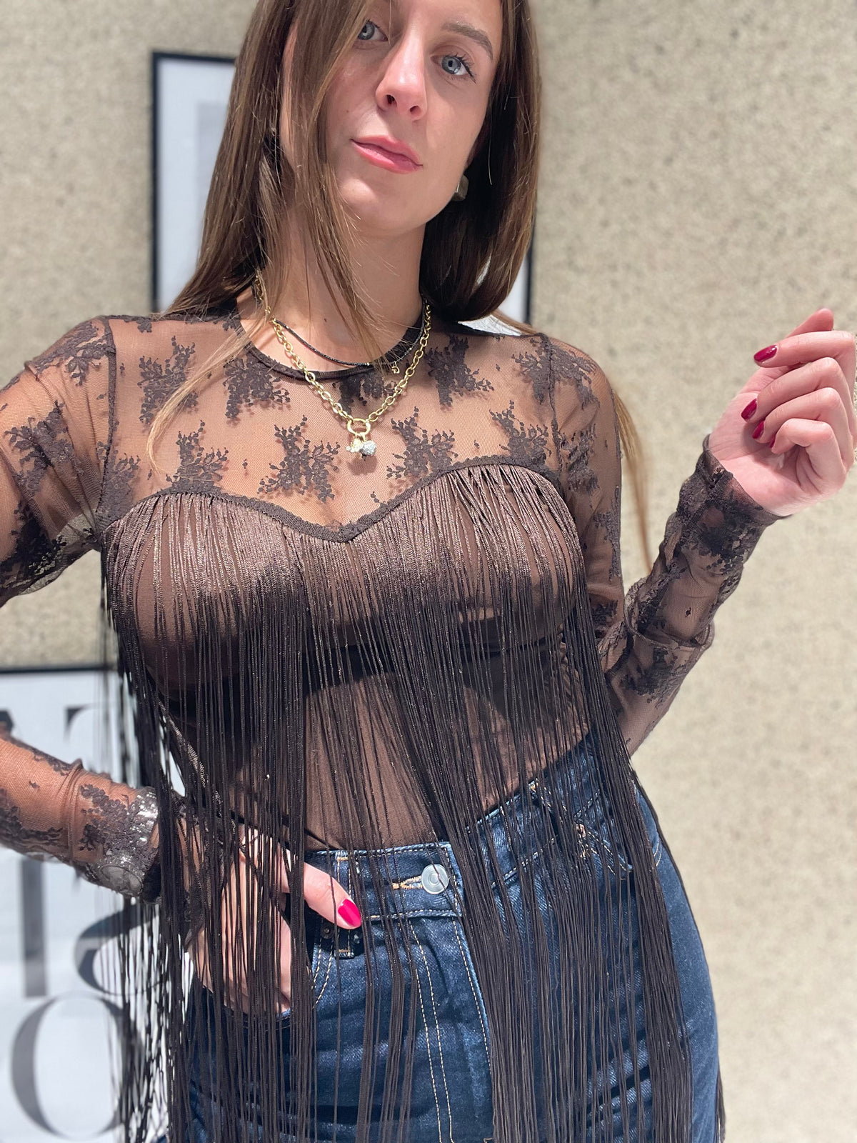 Body mix con frange sul davanti