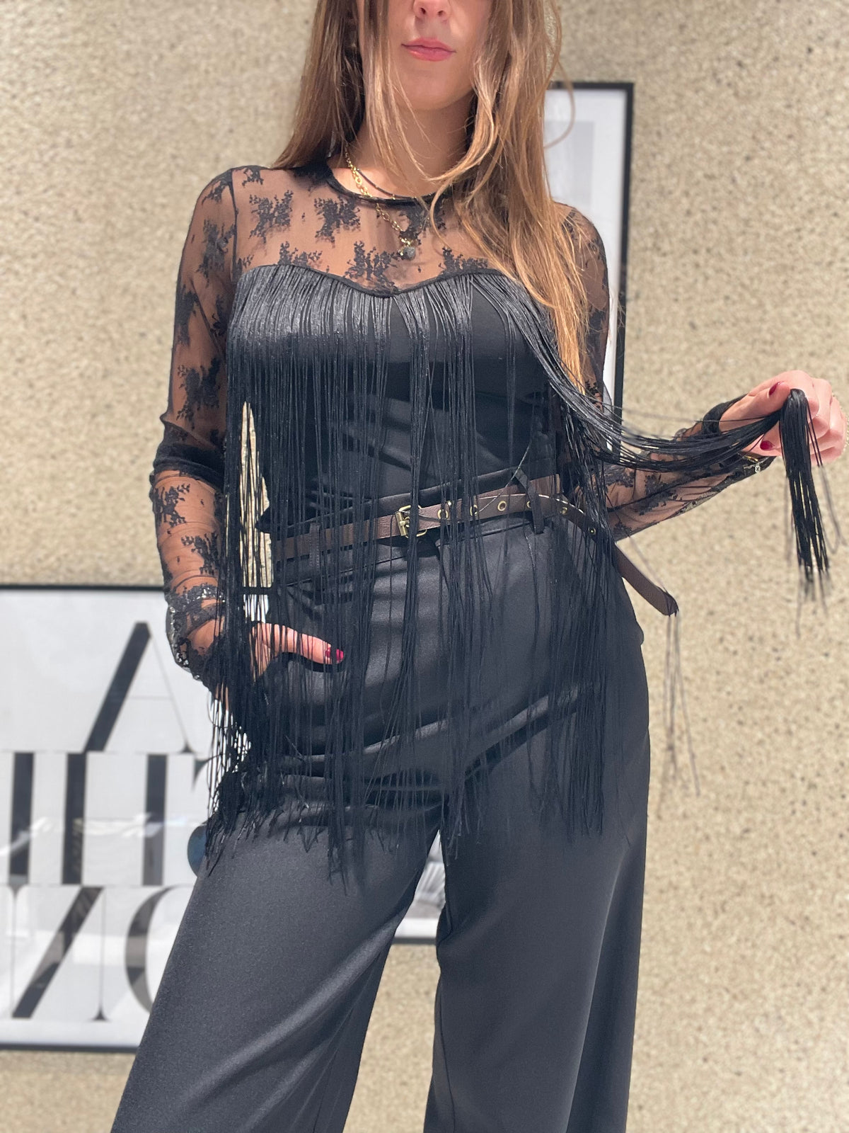 Body mix con frange sul davanti