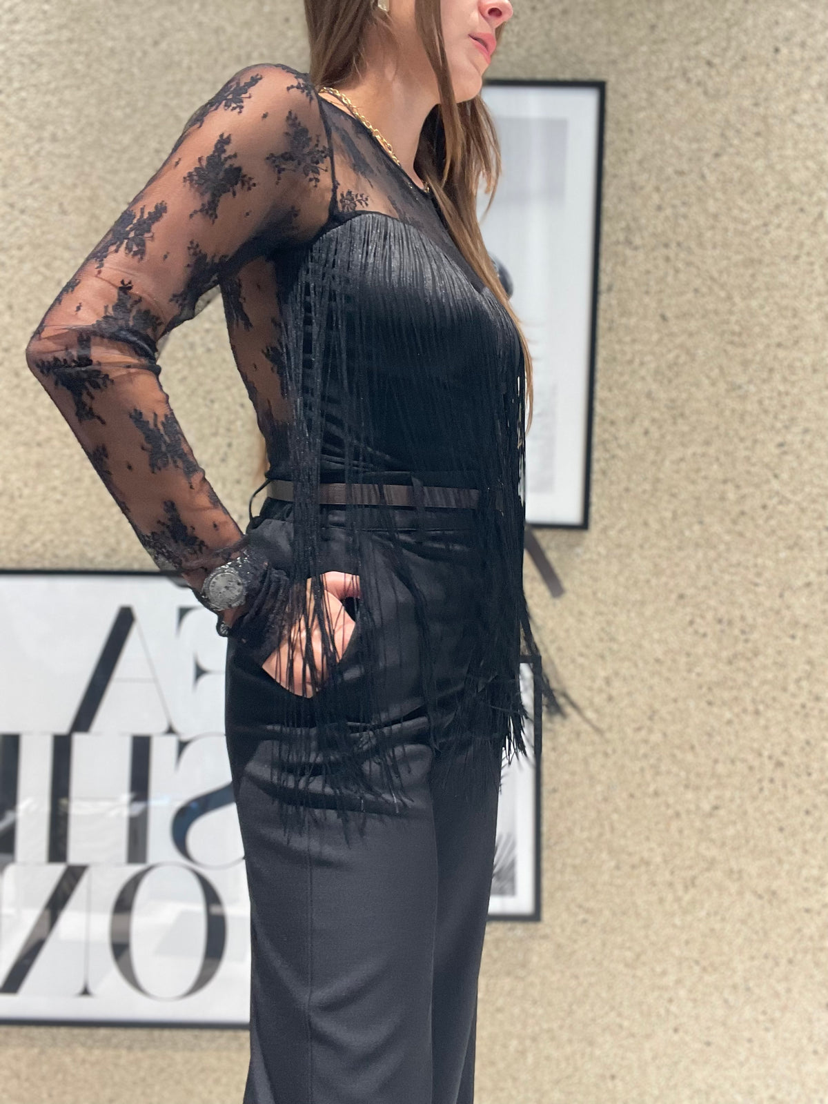 Body mix con frange sul davanti