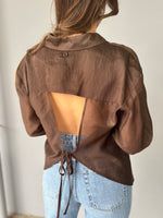 Camicia satin rosa con schiena scoperta