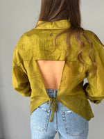 Camicia satin rosa con schiena scoperta