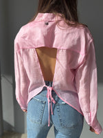 Camicia satin rosa con schiena scoperta