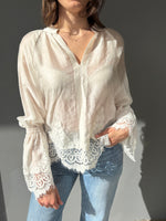 Camicia con maniche sbuffo e pizzo