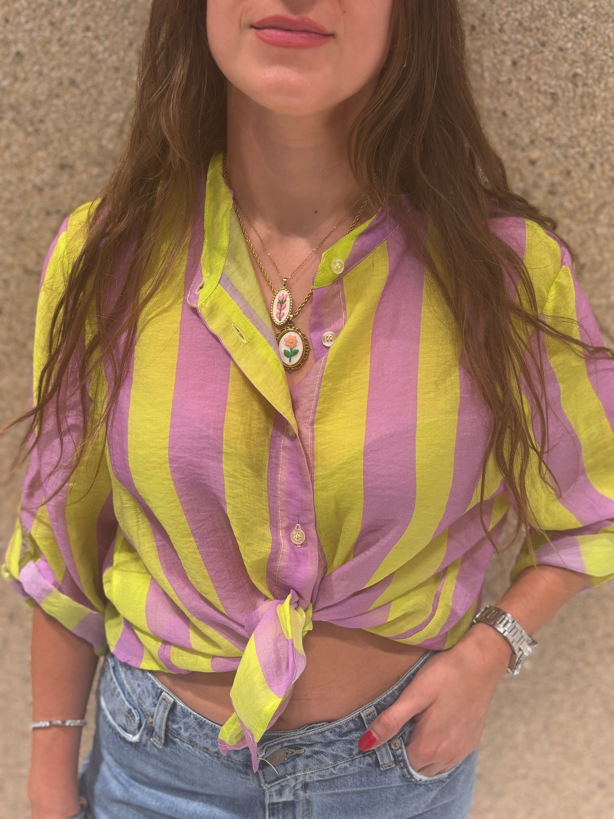 Camicia a righe larga