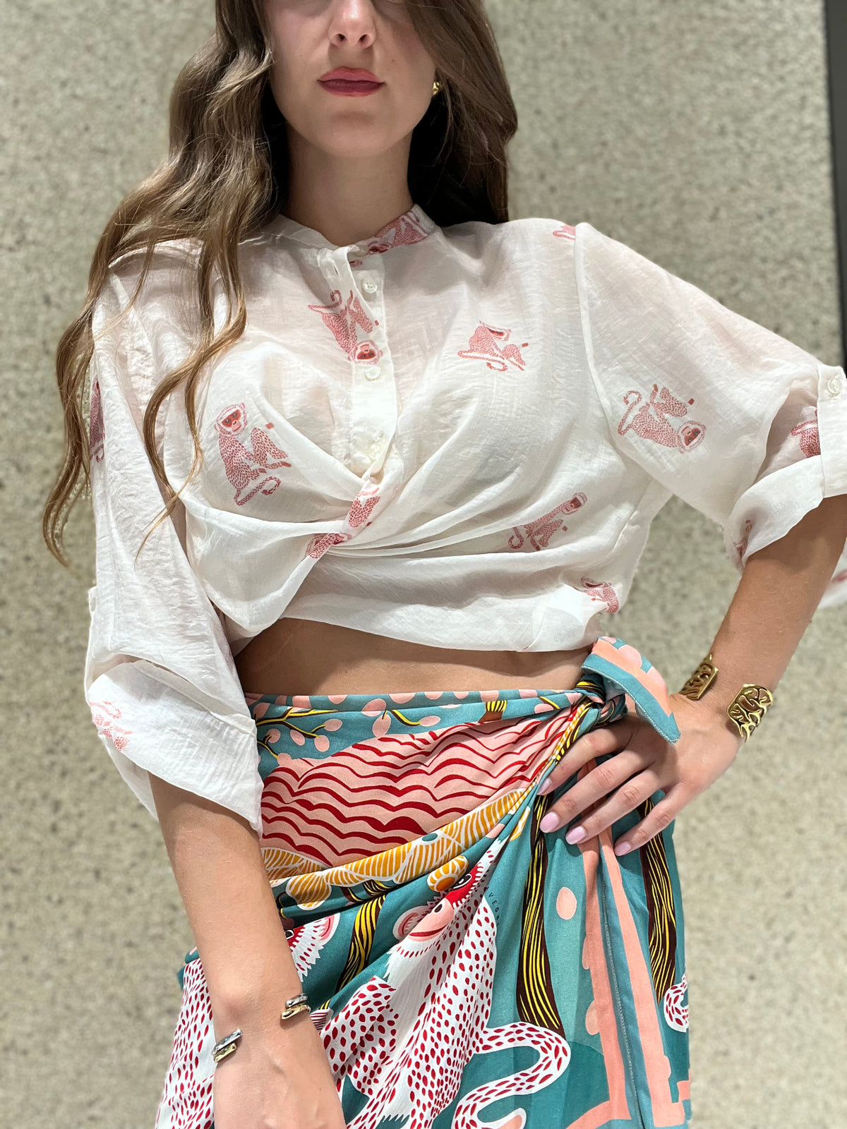 Camicia scimmietta rosa