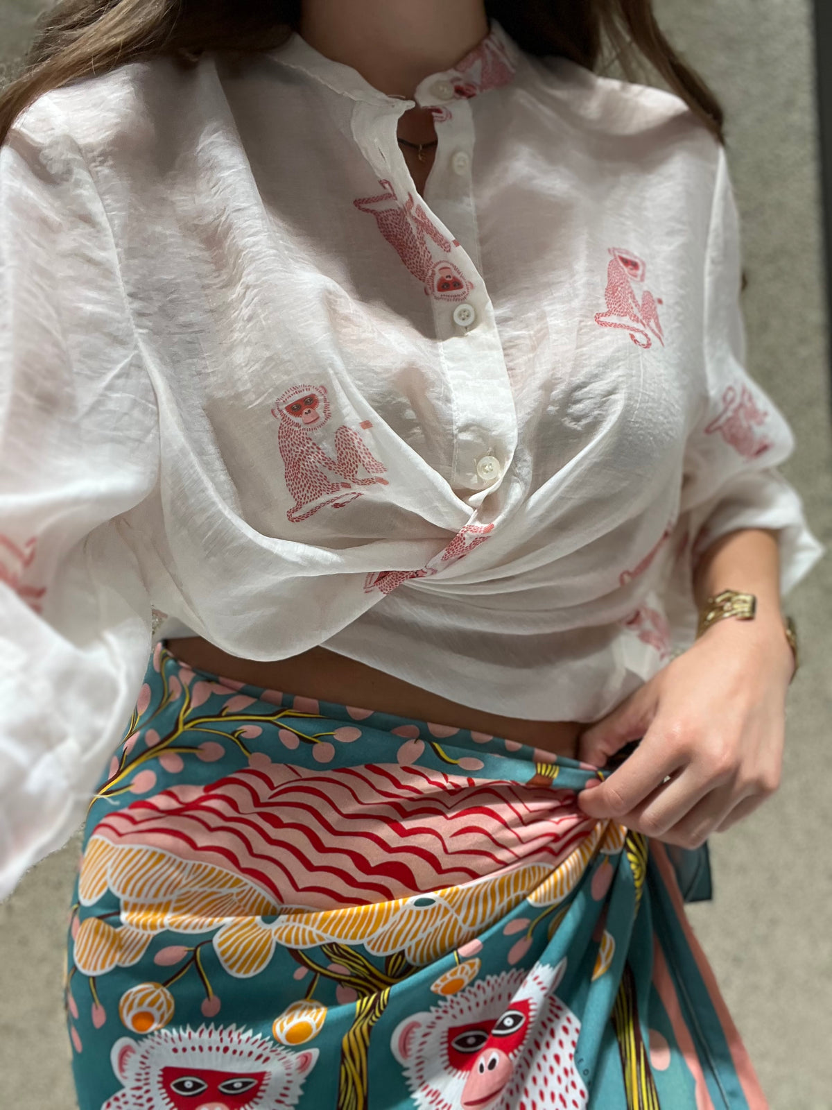 Camicia scimmietta rosa