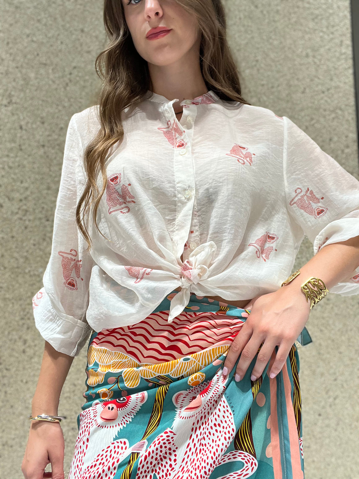 Camicia scimmietta rosa