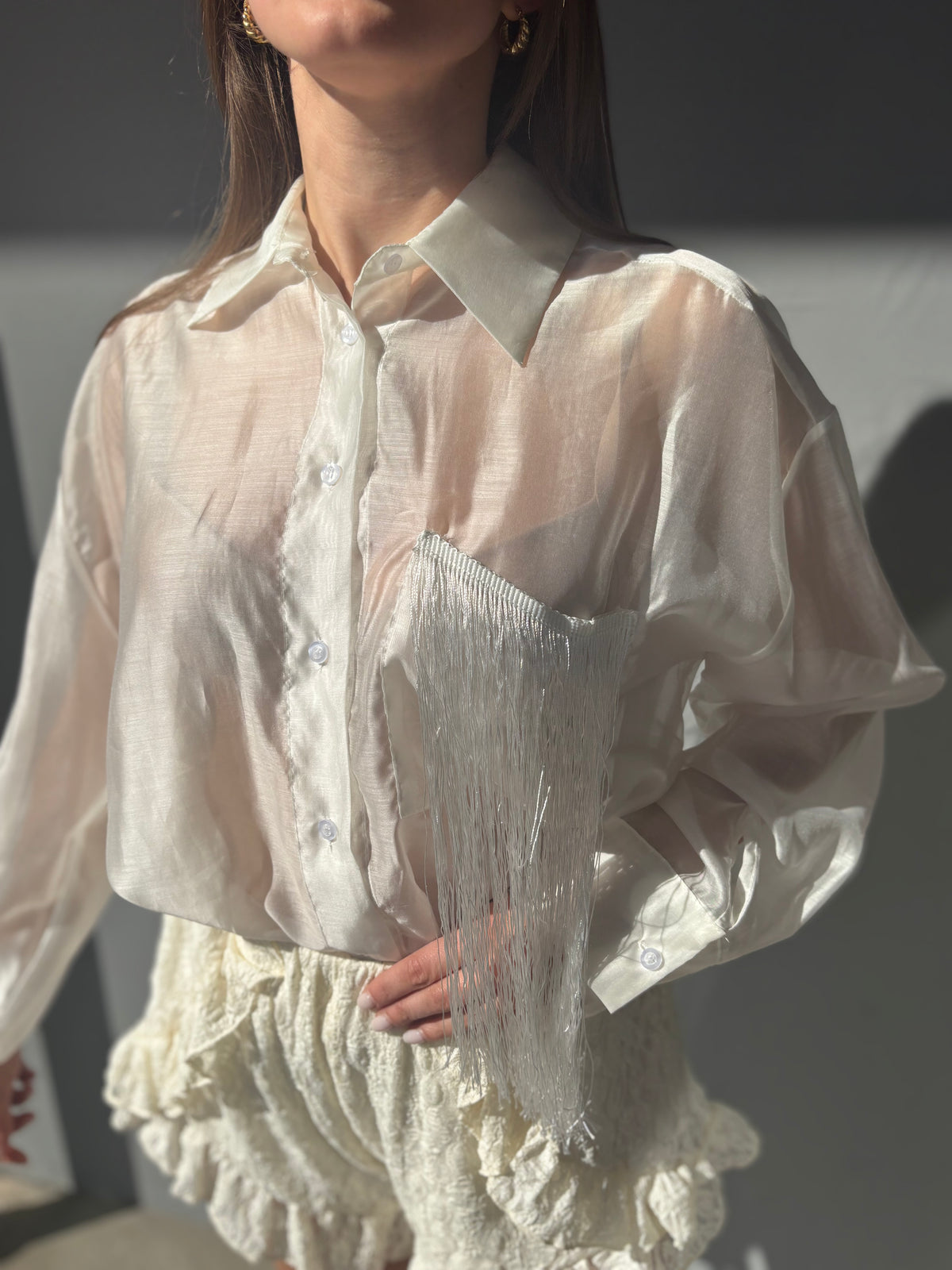 Camicia tasche con frange
