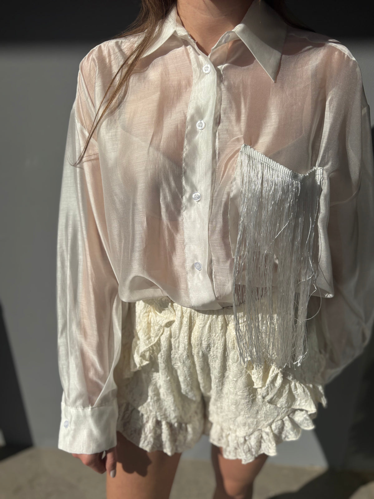 Camicia tasche con frange
