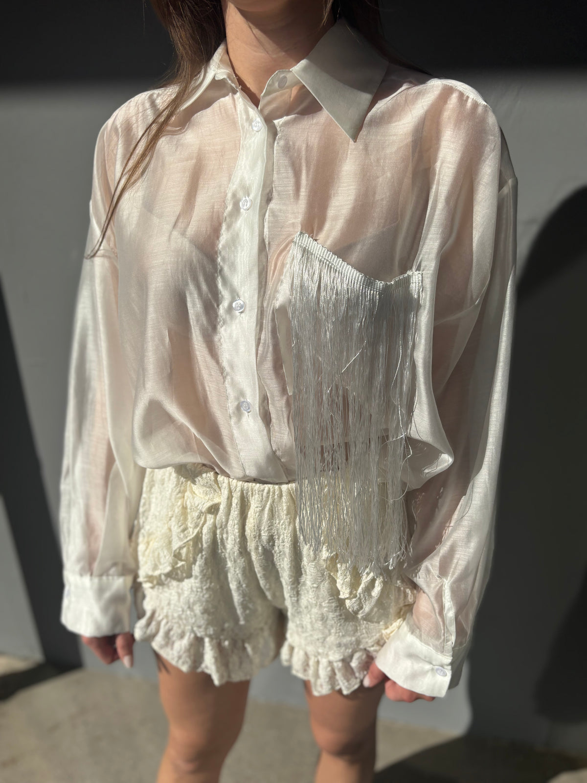 Camicia tasche con frange