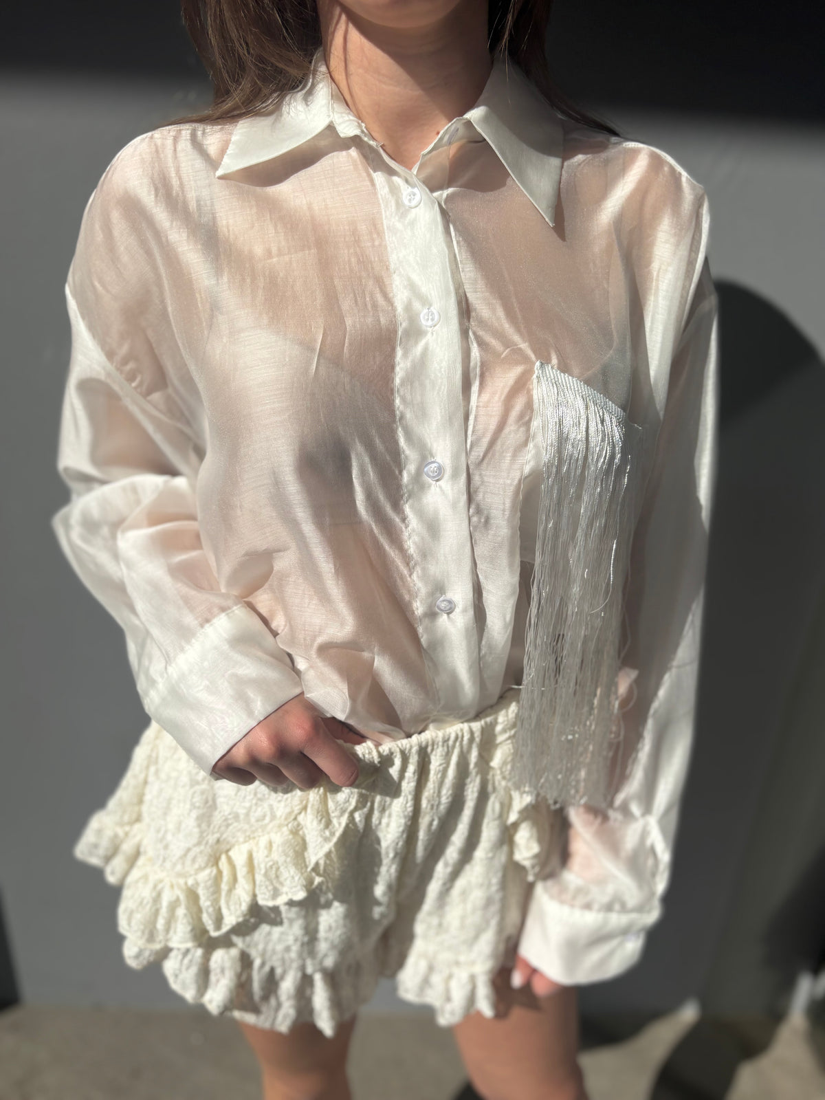 Camicia tasche con frange