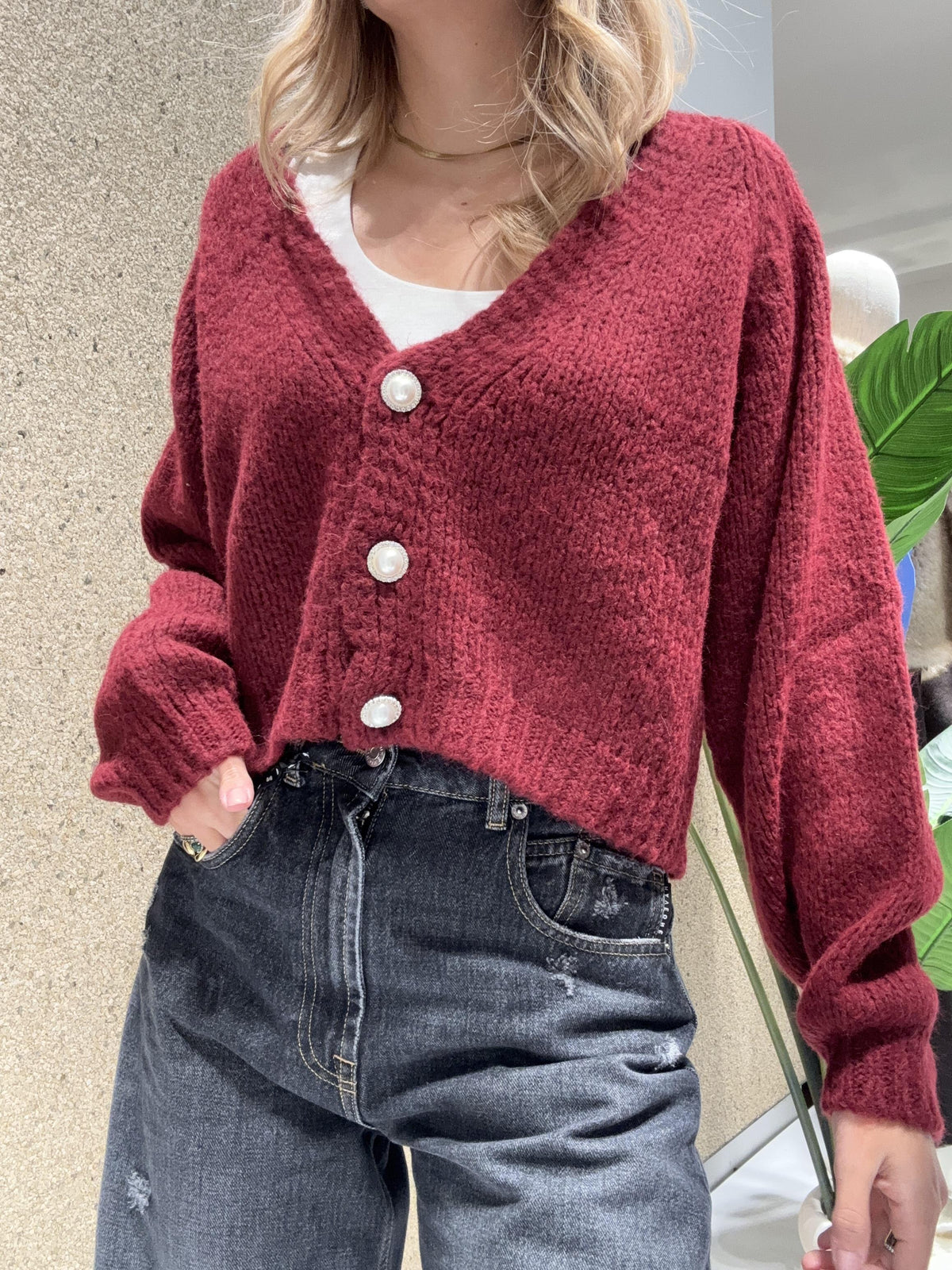 cardigan 3 bottoni gioiello