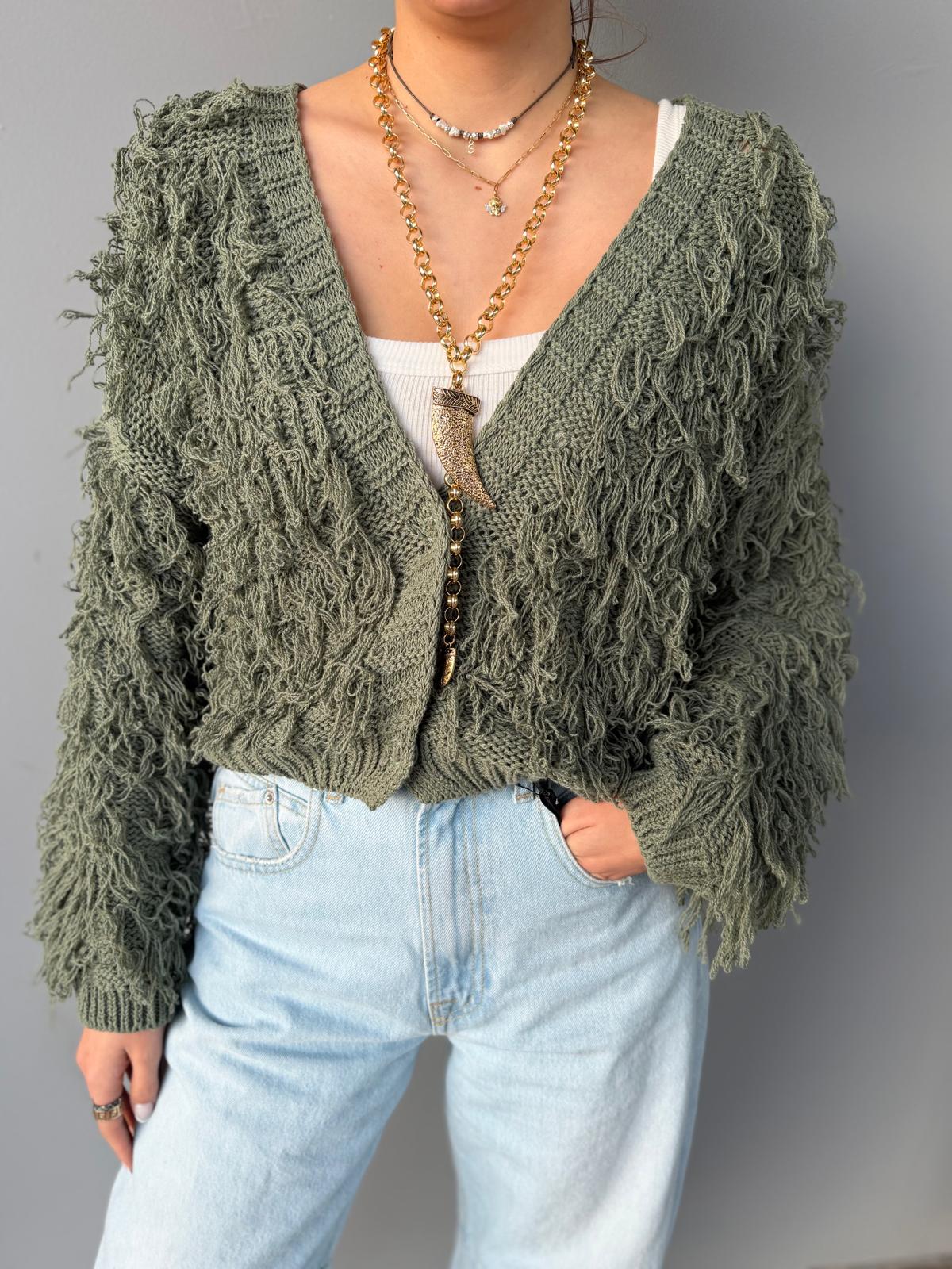 Cardigan effetto frange