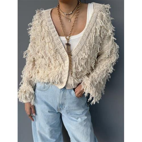 Cardigan effetto frange