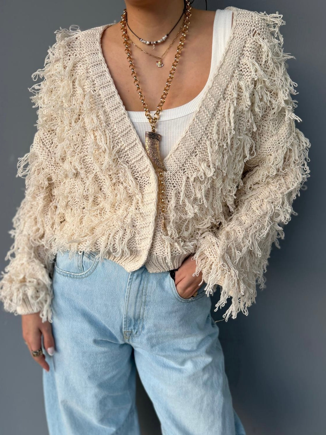 Cardigan effetto frange
