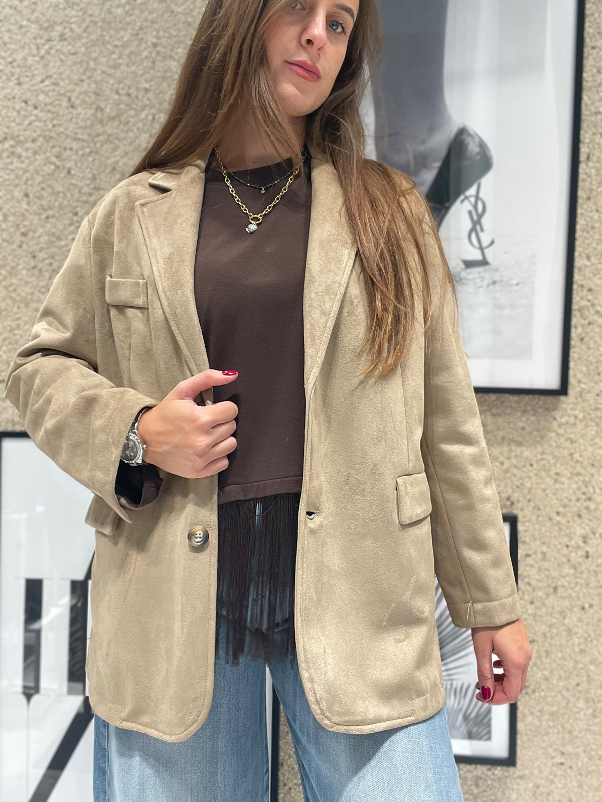 Giacca due bottoni camoscio