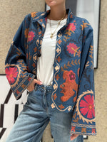 Giacca kimono in eco-camoscio fantasia