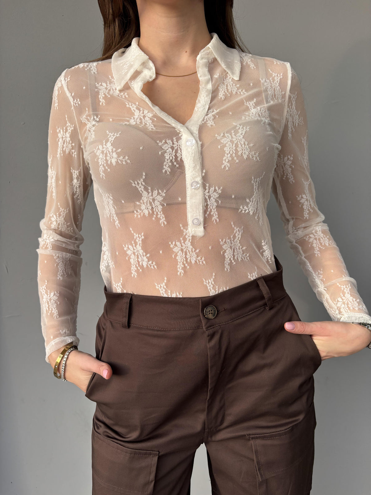 Blusa polo pizzo